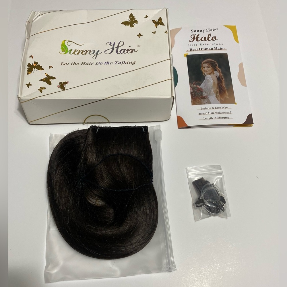 Sunny Hair 20" Invisible Fish Line Extensions Darkest Brown #2 100g Human Hair